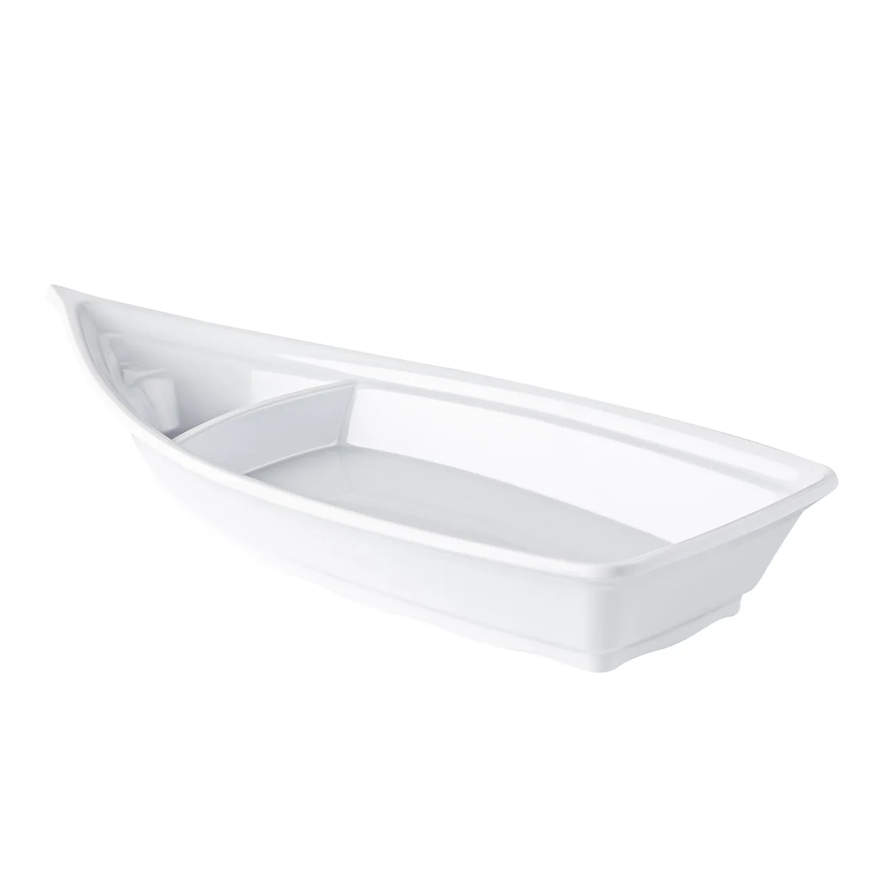 CAC China XBBT-13-W - 12.5oz White China Bowl, 13" W x 5-3/4" D x 2" H, Boat Shape, Serving, 1 Dozen