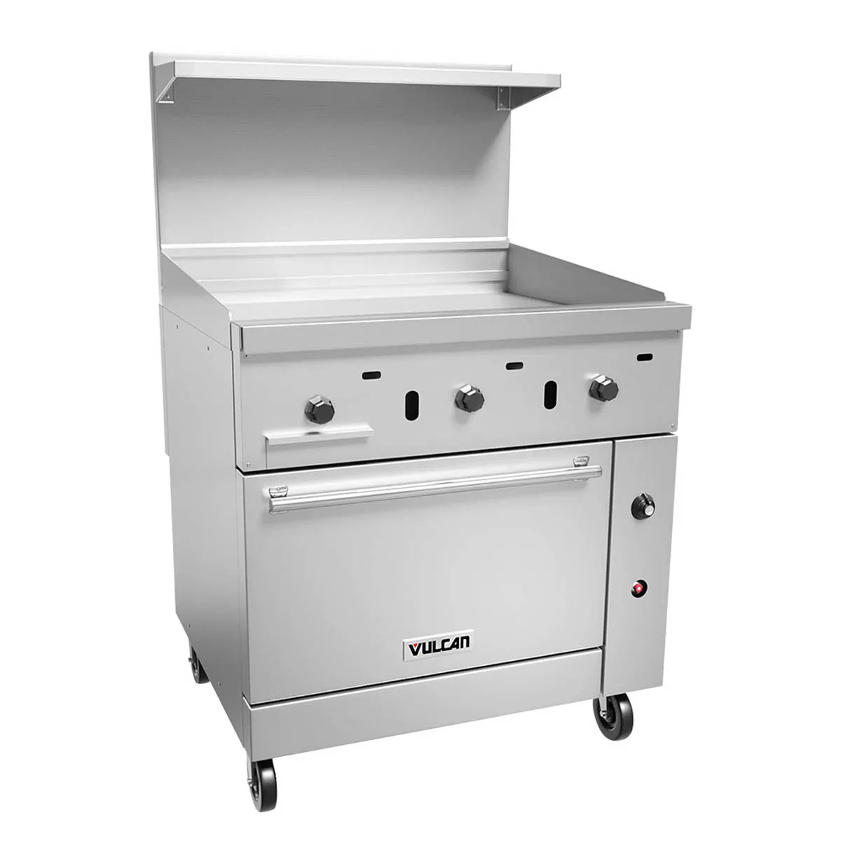 Vulcan 36C-36GT 36" Gas Restaurant Range, 36" Full Griddle w/ Thermostatic Controls, (1) Convection Oven, 95.000 BTU