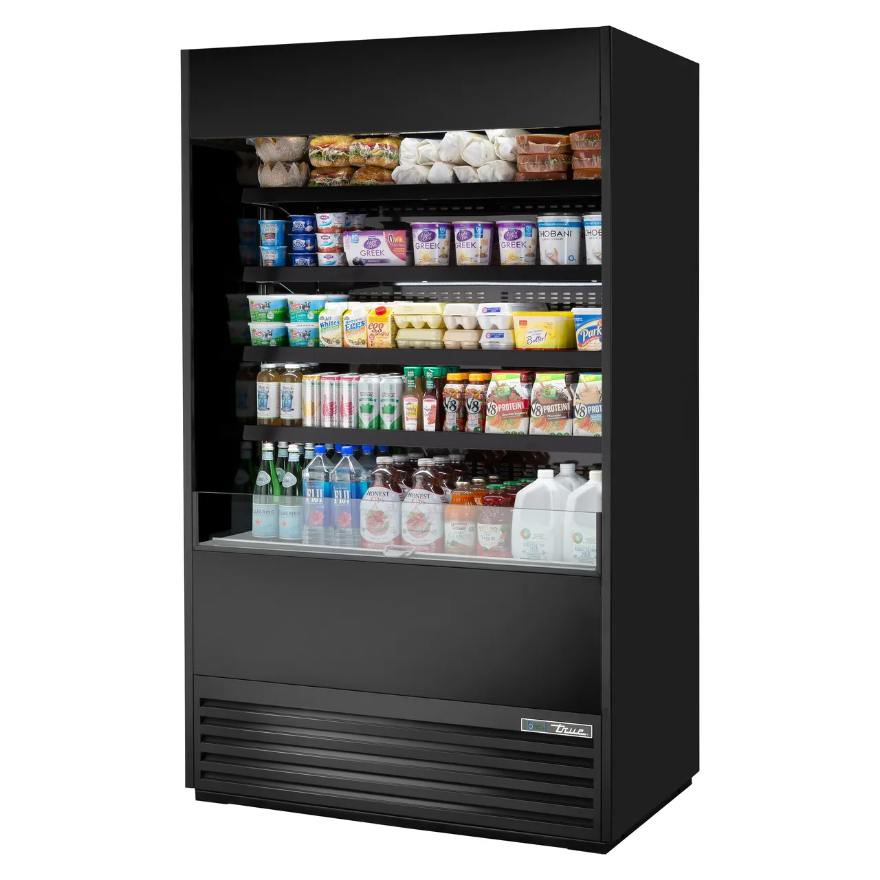 True TOAM-48-HC~NSL01 48" Vertical Air Curtain Merchandiser in Black, Self-Contained, 4 Shelves