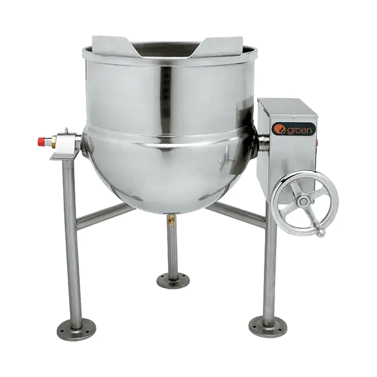Groen DL-20 20 Gallon Floor Tilting 2/3 Steam Jacketed Direct Steam Kettle w/ Tri-Leg Base