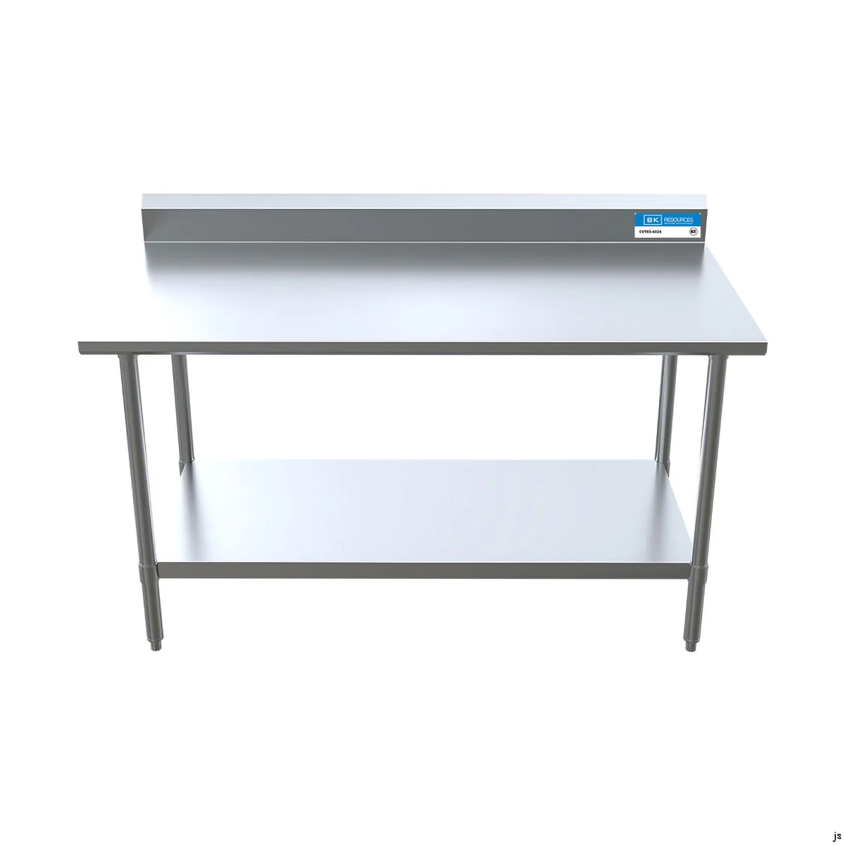 BK Resources CVTR5-6024 60" Open Base Work Table with Undershelf, 5" Backsplash / 16 Gauge Top