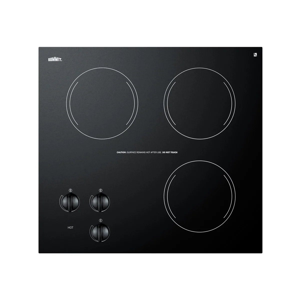 Summit CR3240 20 5/8" Electric Radiant Cooktop w/ (3) Burners, Black Ceramic Glass, 3.6 kW, 230v