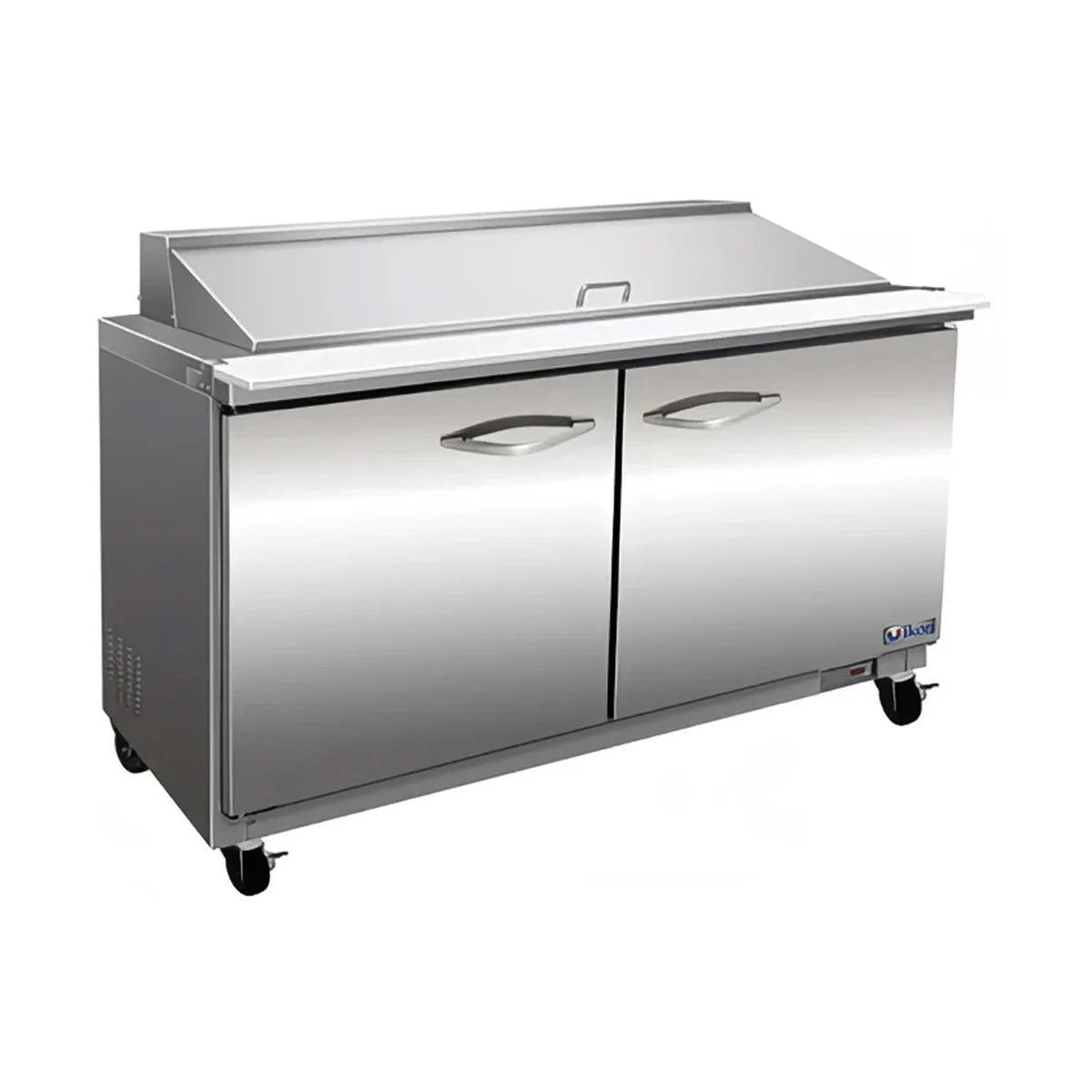 IKON ISP48M 48" Two Section Mega Top Sandwich/Salad Prep Table w/ 2 Solid Doors, 18 Pans, 12 cu. ft. - Open box