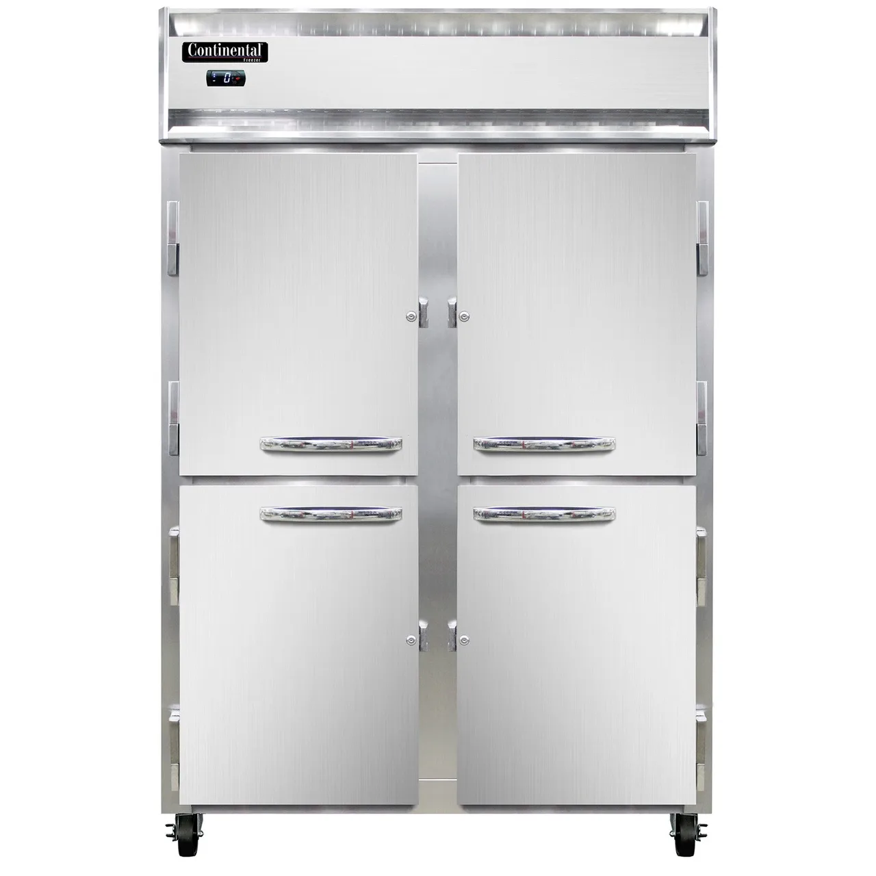 Continental Refrigerator 2FNSAHD 52" 2-Section Reach-In Freezer, 4 Half Solid Doors, Stainless Steel, 48 cu. ft.