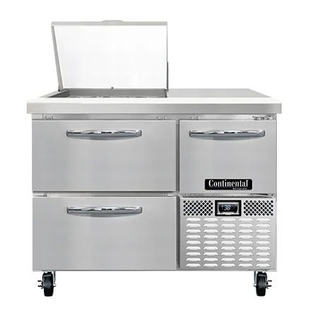 Continental Refrigerator RA43N9M-D 43" Mega Top Sandwich Prep Table w/ 2 Drawers & 1 Door, 9 pans