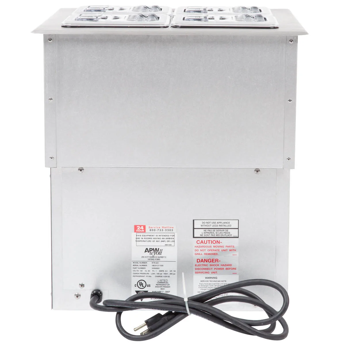 APW Wyott RTR-4DI Drop-In Refrigerated Cold Well, 4 x 1/6 size pans