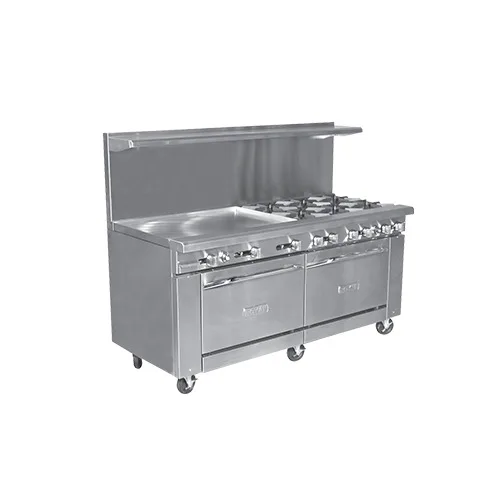Royal Range of California RR-2G60-C 72" Gas Restaurant Range w/ (2) Open Burners, 60" Griddle, (1) Standard Oven, (1) Convection Oven, 225.000 BTU
