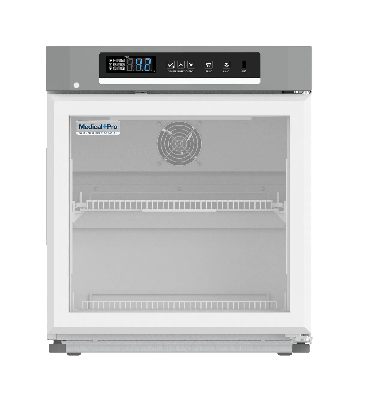 Migali MP-U2RG-HC 21" Glass Door Medical Refrigerator, 2 Cu Ft, Stainless/White, +2°C‑+8°C, 110V UL