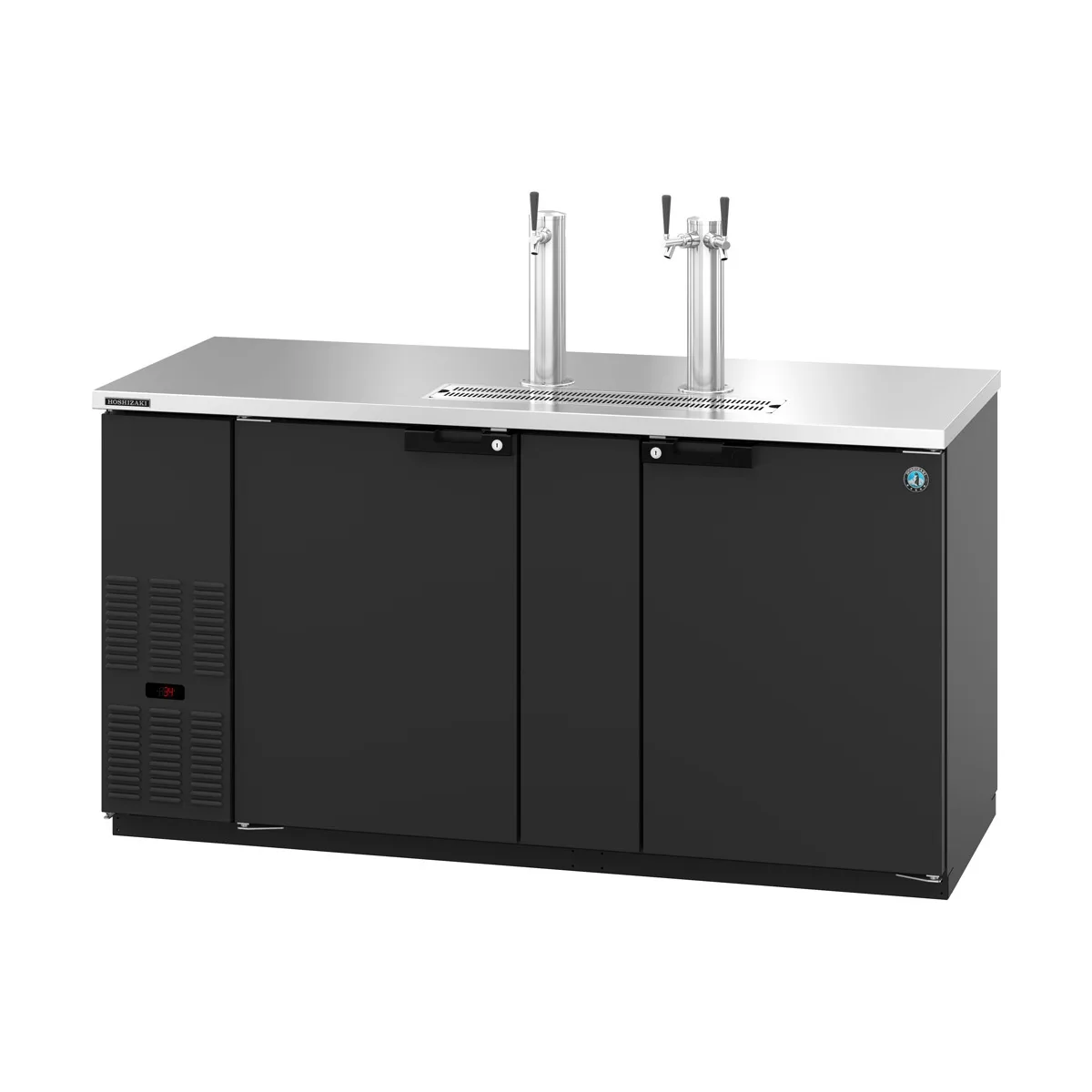 Hoshizaki DD69 Black Single/Double Tap Kegerator Beer Dispenser - 3 x 1/2 Keg Capacity