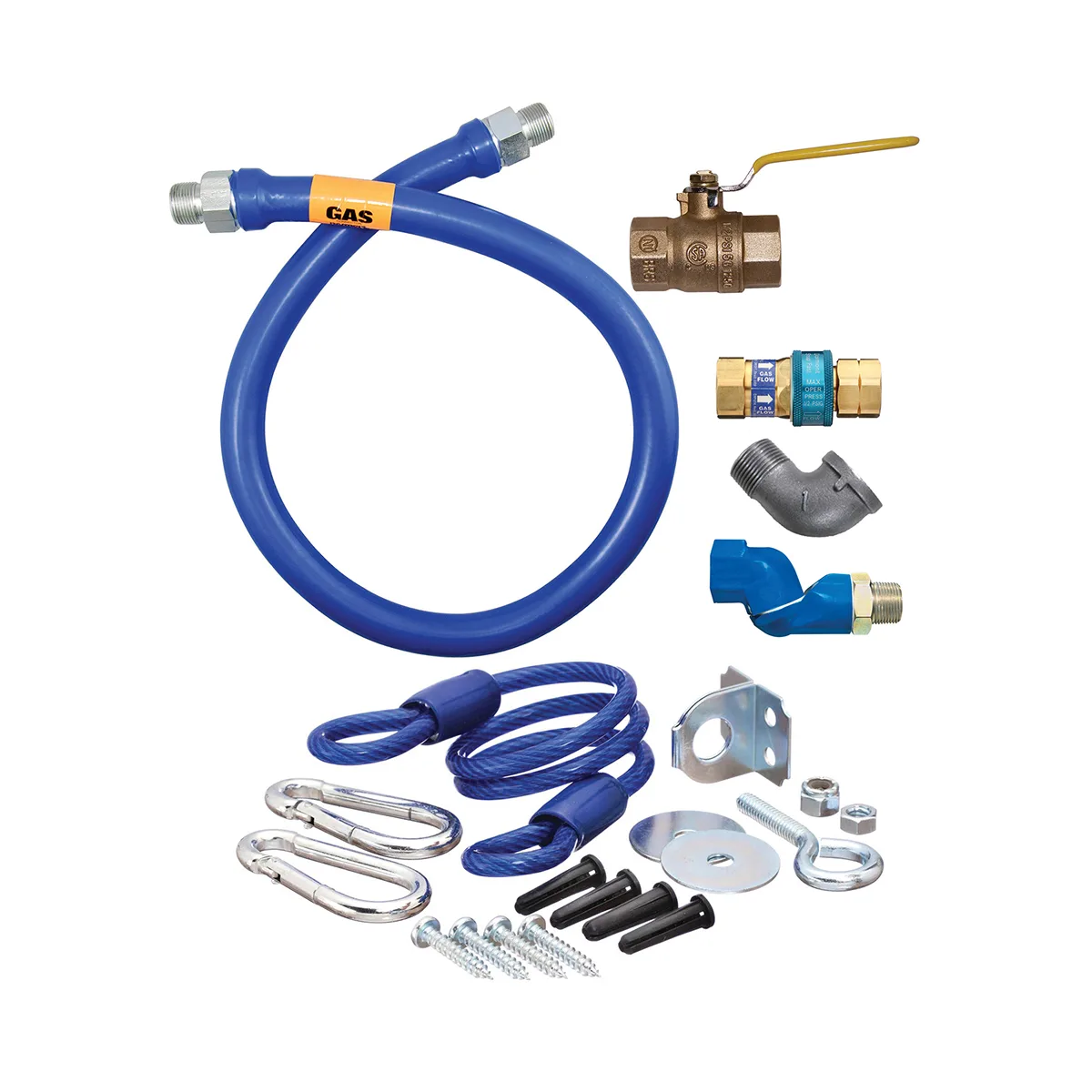 Dormont 16100KITS48 Deluxe SnapFast 48" Moveable Gas Connector Kit w/ Swivel MAX, Elbow, 1" Dia.
