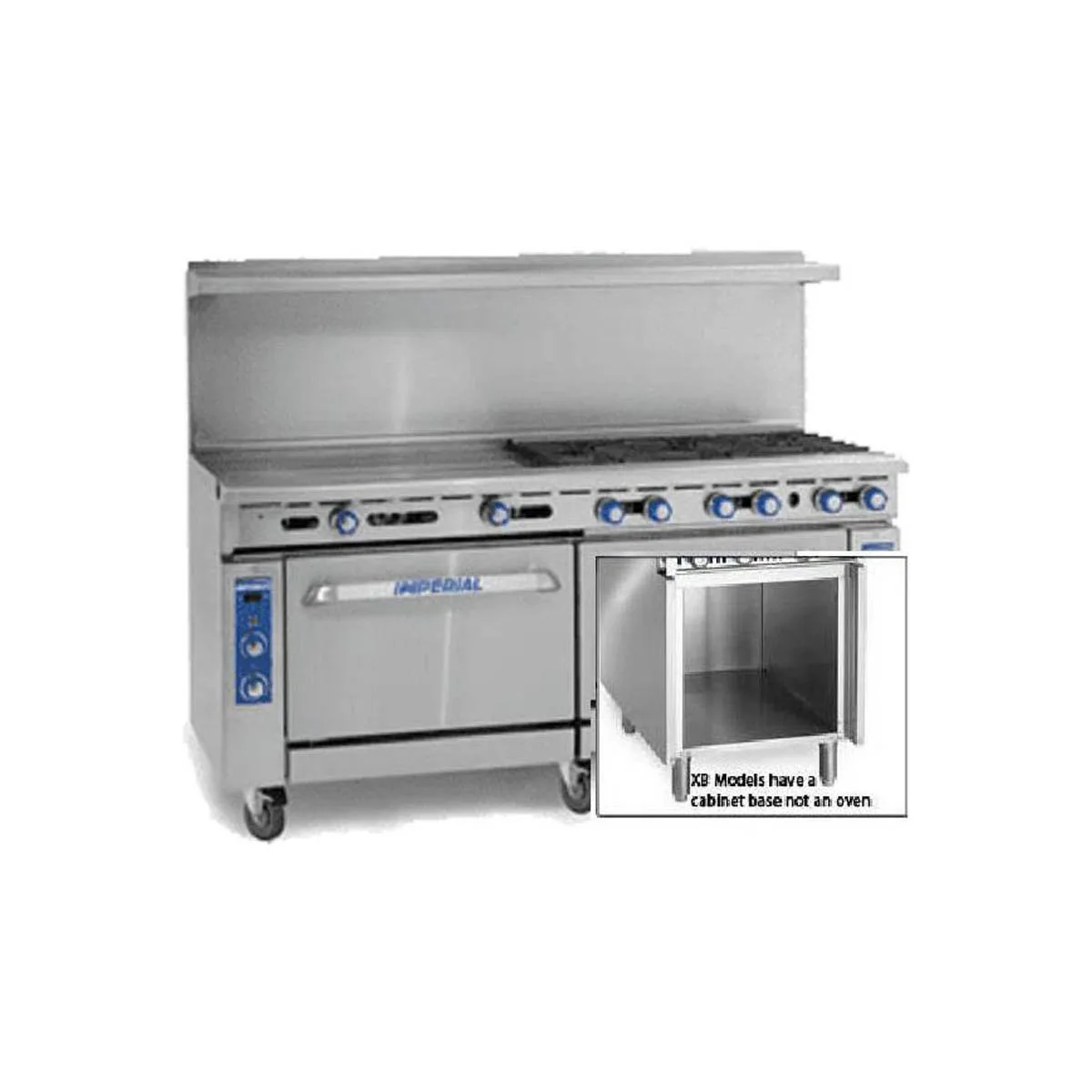 Imperial IR-6-G36-XB 72" Gas Restaurant Range w/ (6) Open Burners, 36" Griddle, (1) Standard Oven, (1) Cabinet Base, 287.000 BTU