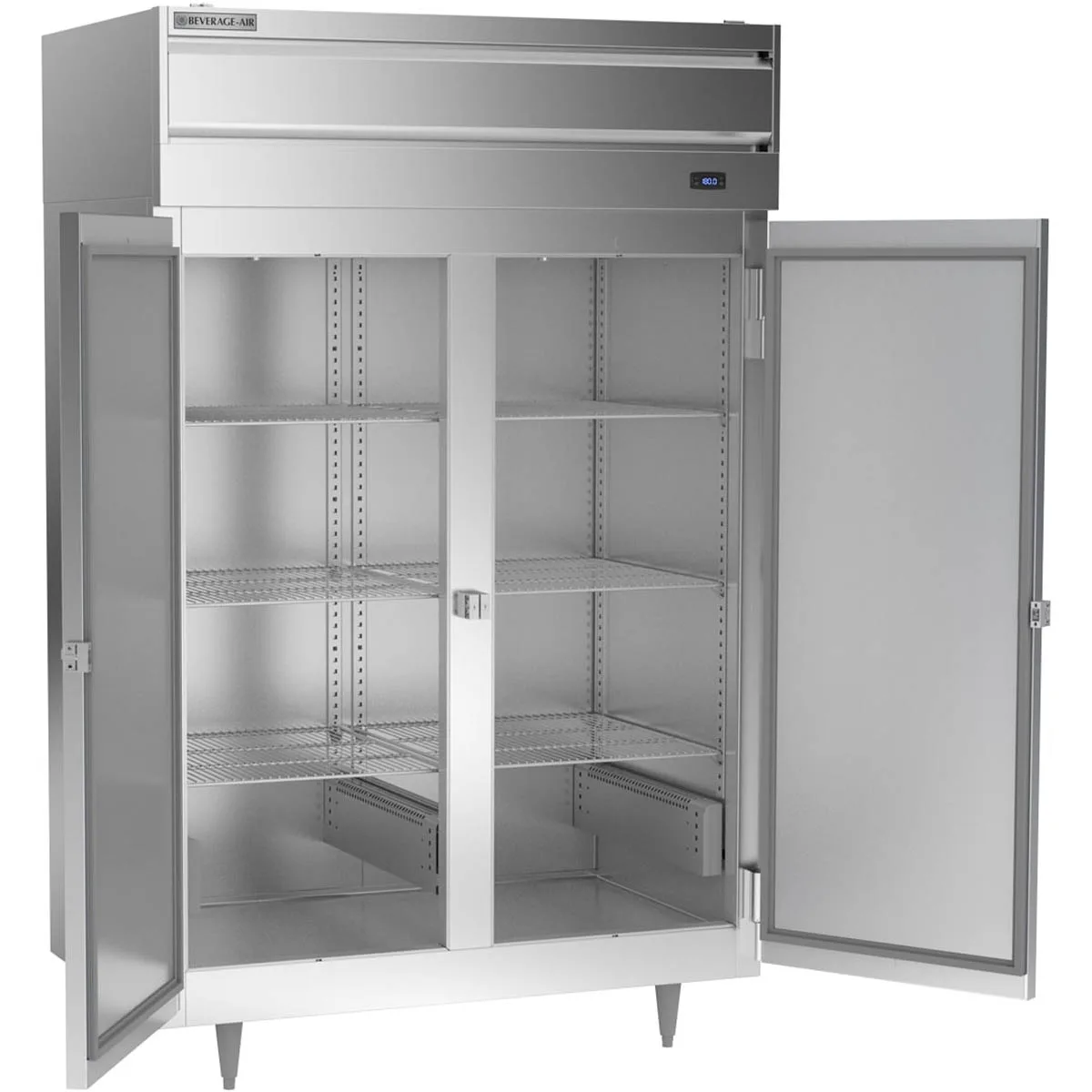 Beverage Air PH2-1S 2-Section Reach-In Heated Holding Cabinet, 43.3 cu ft, Stainless Steel Front, Solid Doors, 6 Shelves