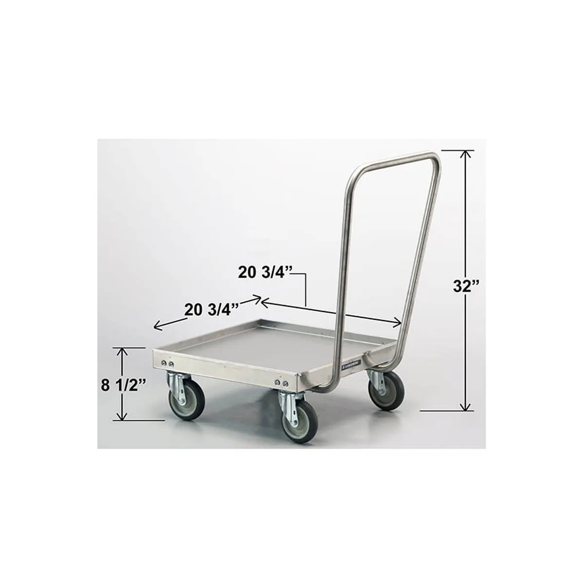 Lakeside 452 Stainless Steel Glass Rack Dolly, 400 lb, Silver, Push Handle, 5" Swivel Casters