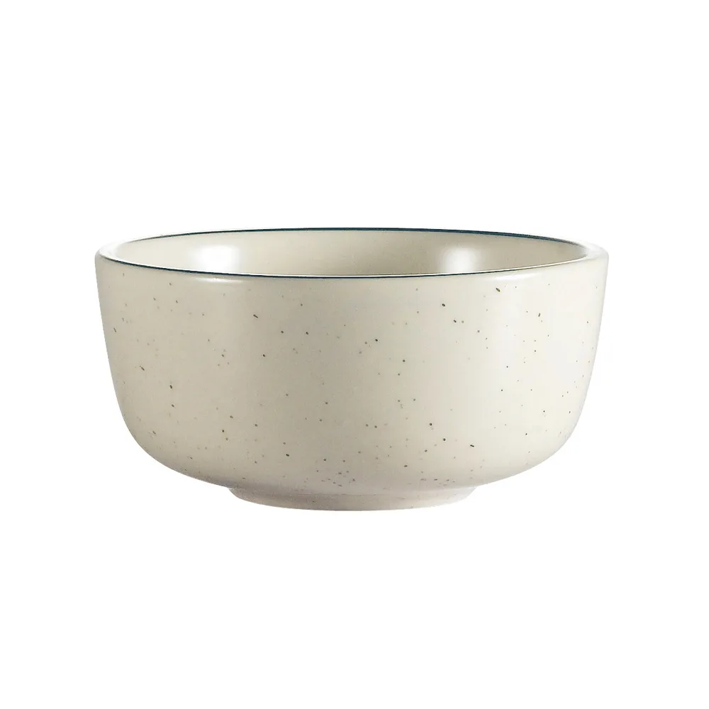 CAC China CES-95 Jung Bowl, 9.5 Oz, 4.375" Dia, 2.25" H, Ceramic, Rim/Speckled White - Dozen