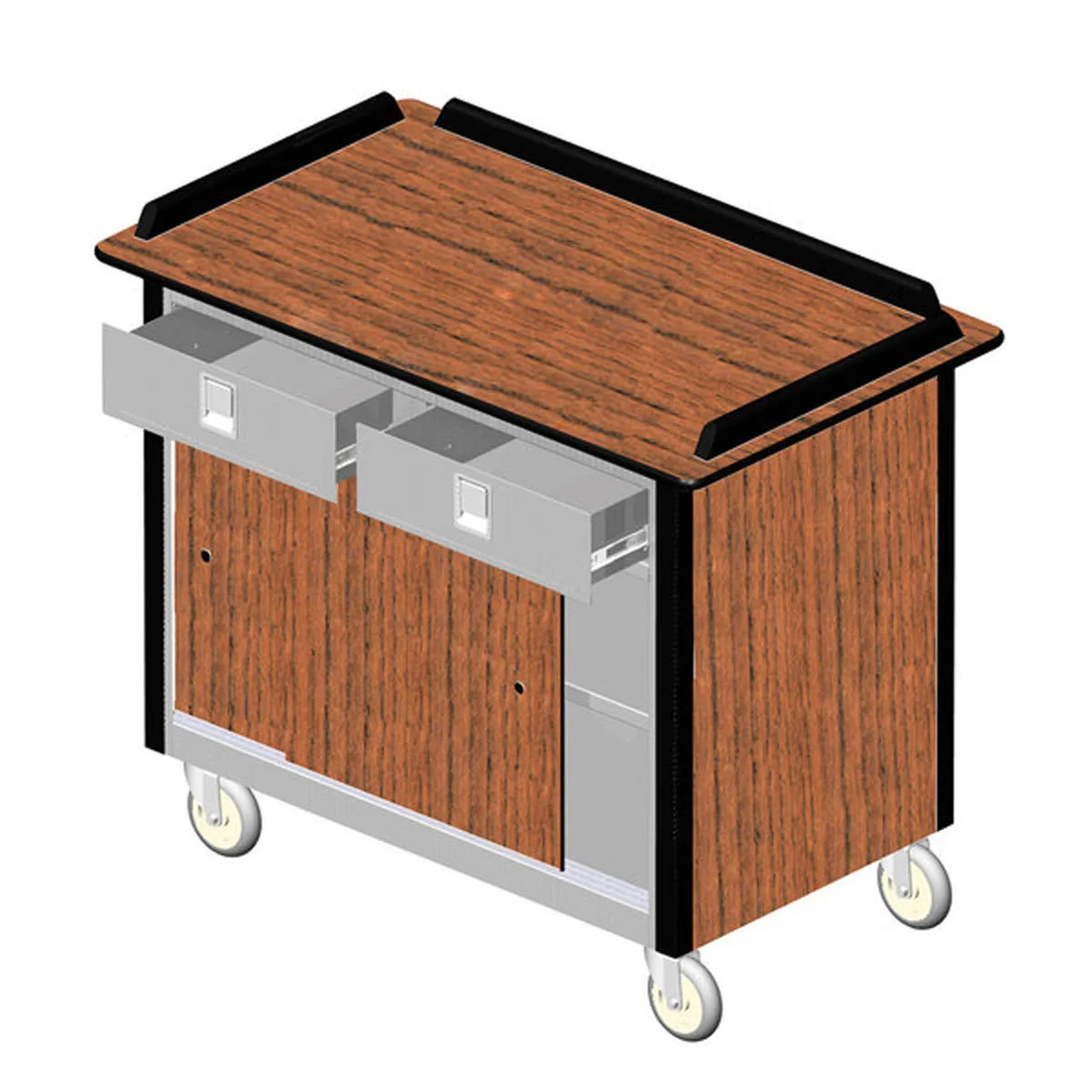 Lakeside 690-20 Food Cart w/ Stainless Steel Storage Compartment with Additional Shelf and Sliding Doors
