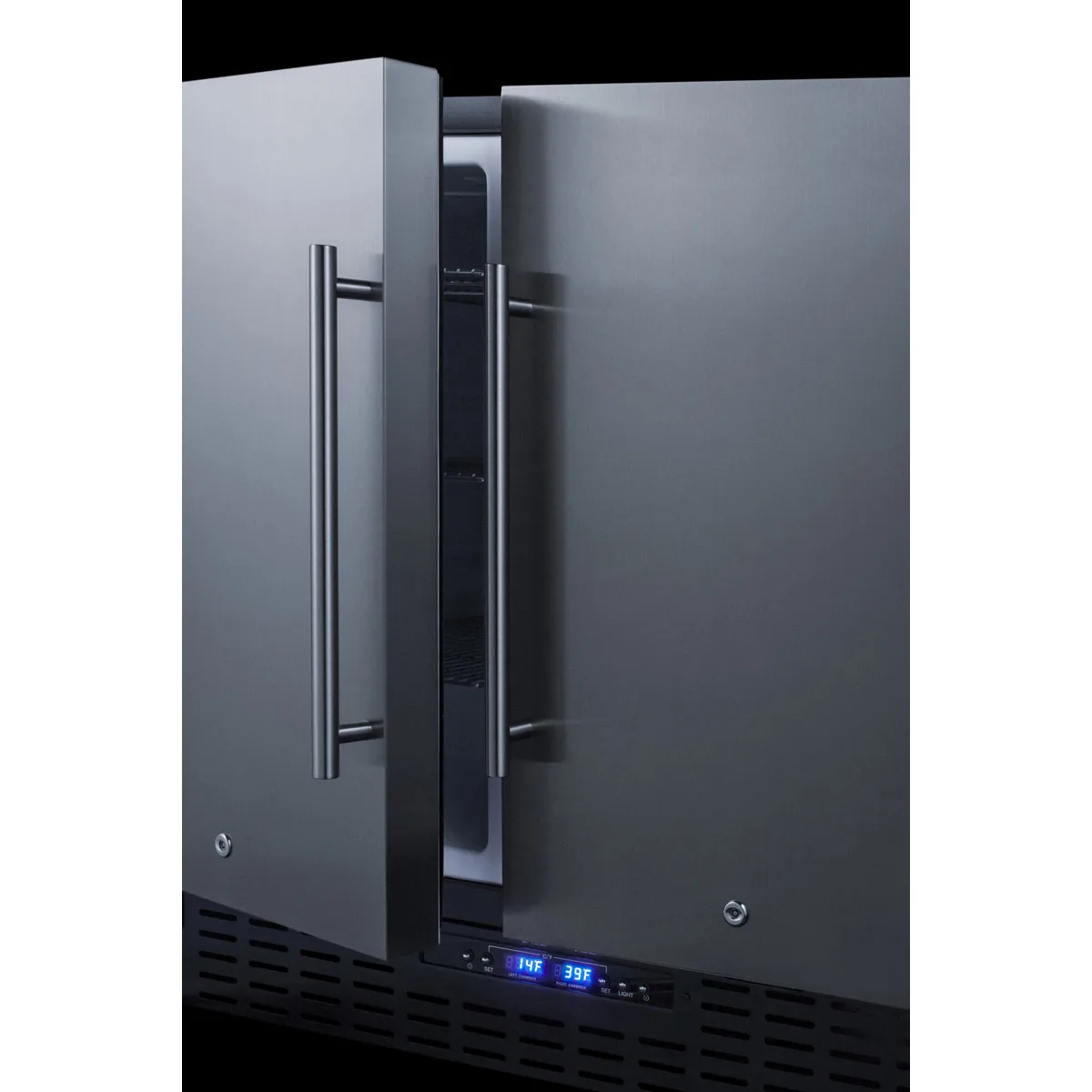 Summit FFRF36 36" Built-in or Freestanding Refrigerator Freezer in Black, Stainless Steel Doors, 5.8 cu. ft.