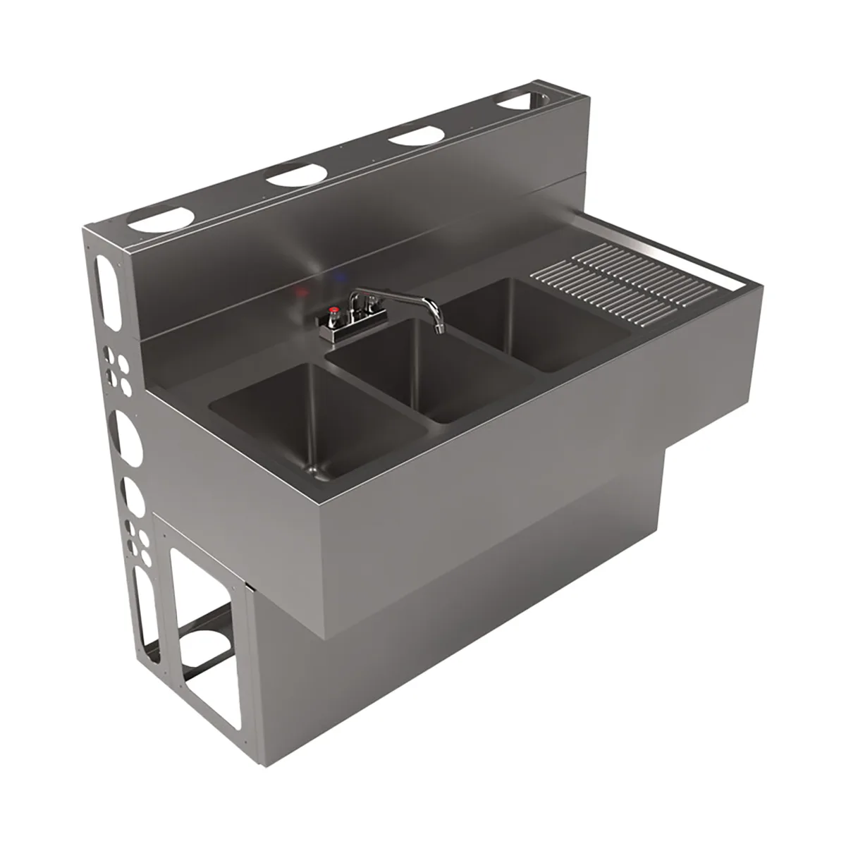 BK Resources UBDW-21-348RS Underbar Sink Units, 3 Compartment with Right Drainboard