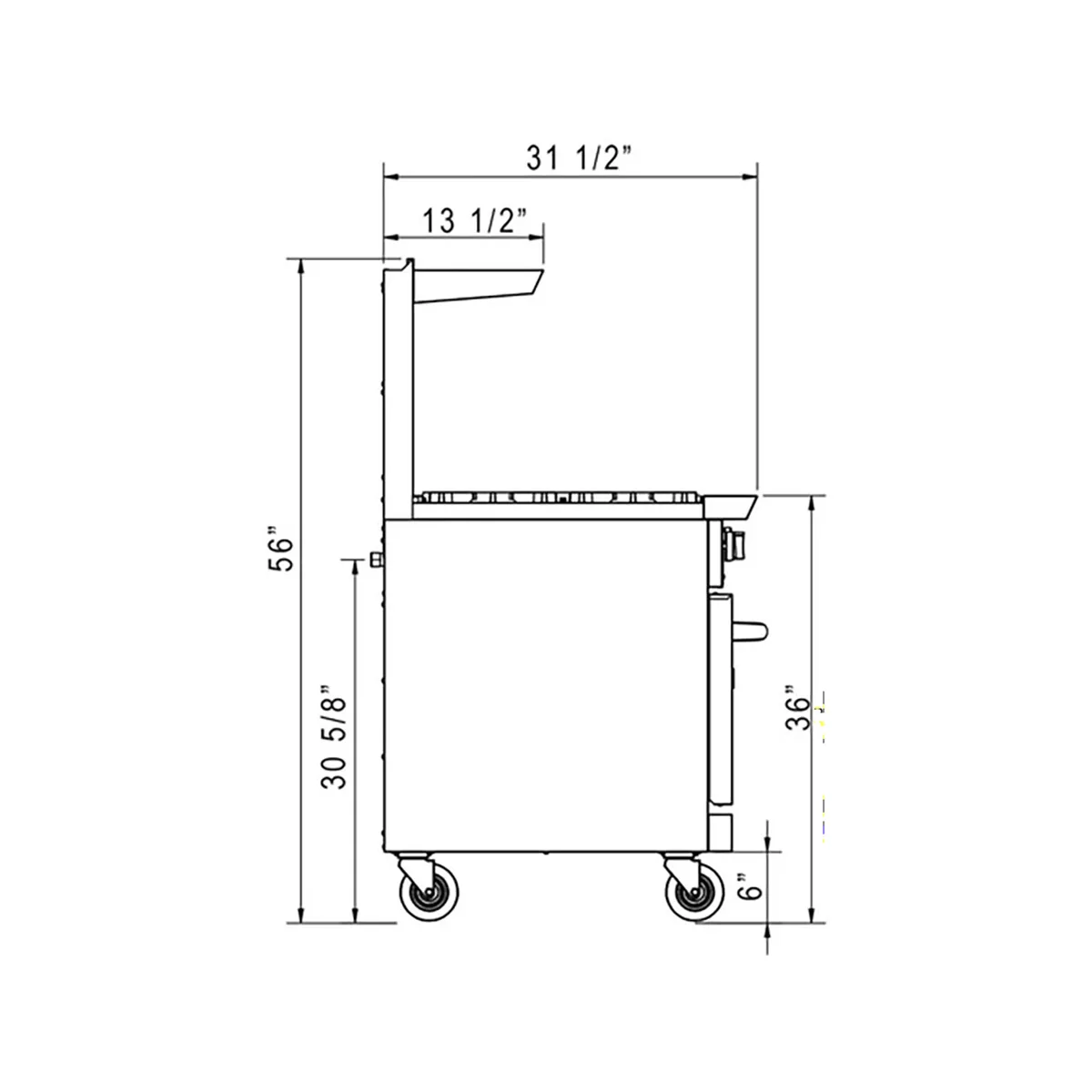 Dukers Appliance Co DCR60-4B36GM 60" Gas Restaurant Range, 4 Burners, 36" Griddle, 286.000 BTU 