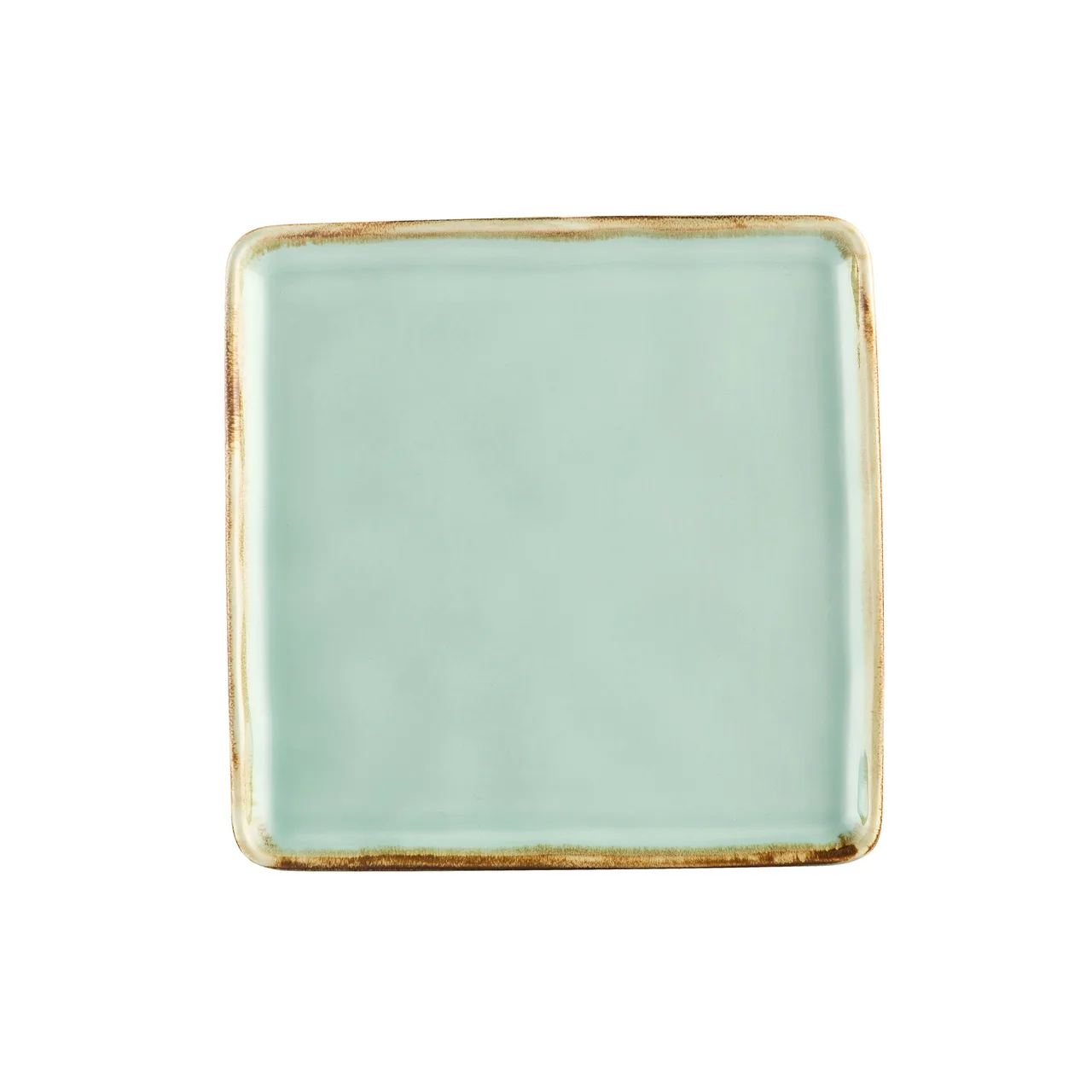 CACChina PMS-SQ8-G Light Green Square Porcelain Plate 8-1/4" L x 8-1/4" W x 1/2" H - Dozen