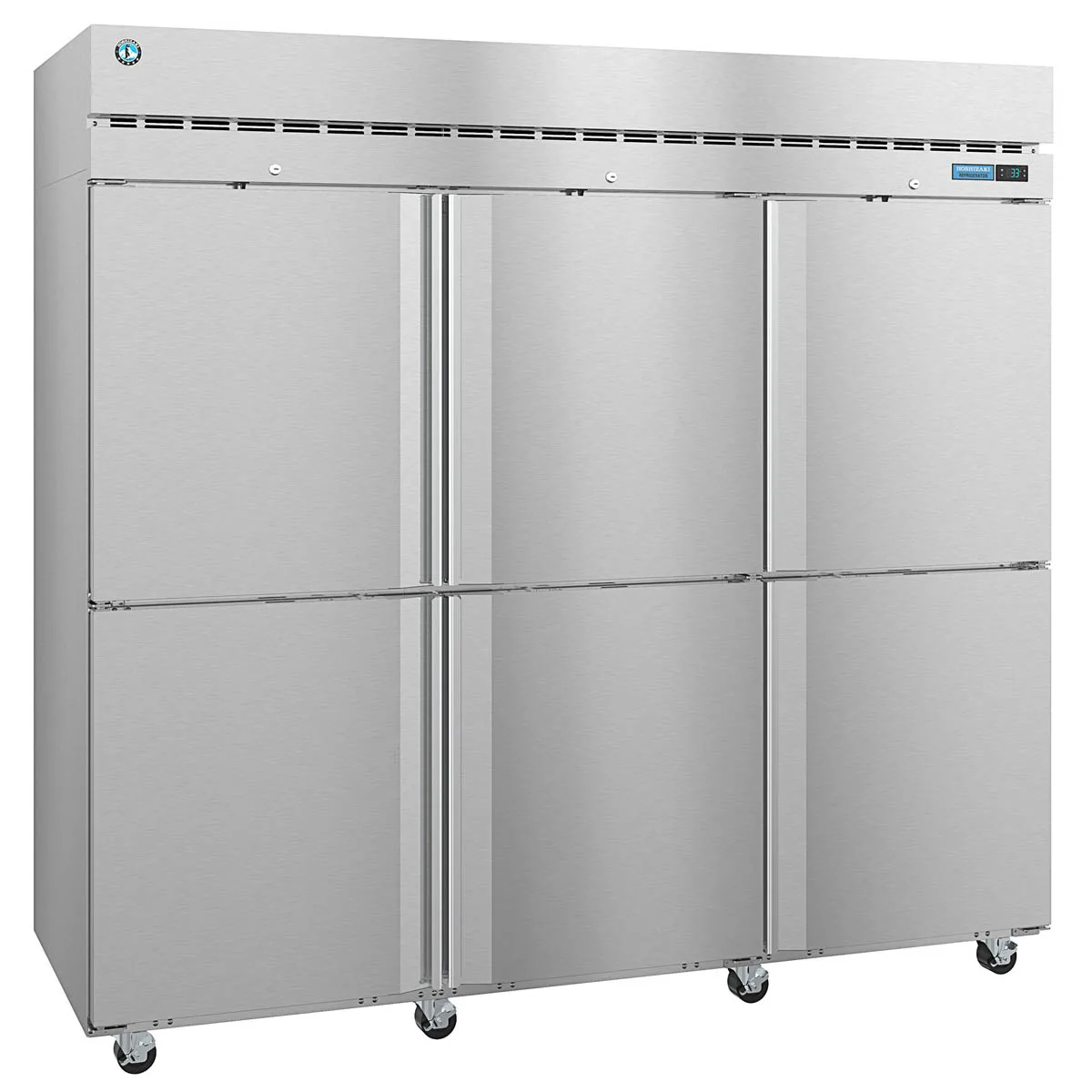 Hoshizaki R3A-HS 82" 3-Section Reach-In Refrigerator w/ 6 Solid Half Doors, Top Mounted, Stainless Steel, 79 cu. ft.