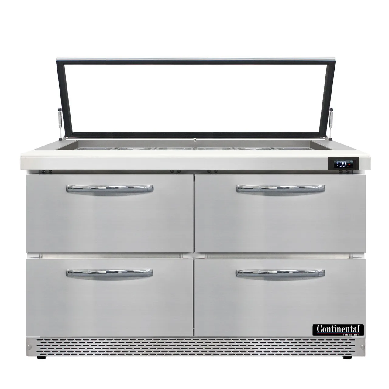 Continental Refrigerator SW48N18M-HGL-FB-D 48" Mega Top Sandwich Prep Table w/ 4 Drawers, 18 pans