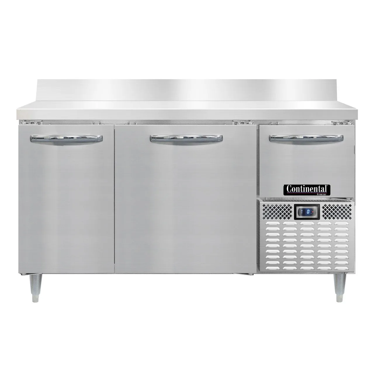 Continental Refrigerator DFA60NSSBS 60" 2-Section Worktop Freezer w/ 2 Full & 1 Half Door