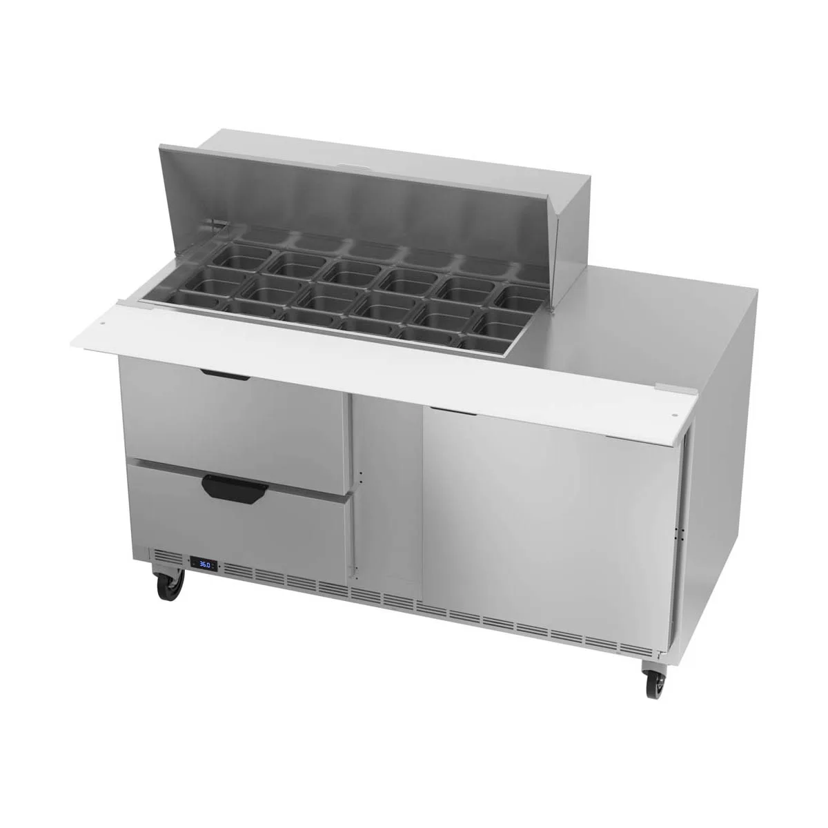 Beverage Air SPED60HC-18M-2 60" Mega Top Sandwich/Salad Prep Table w/ 4 Drawers & 1 Door, 18 Pans