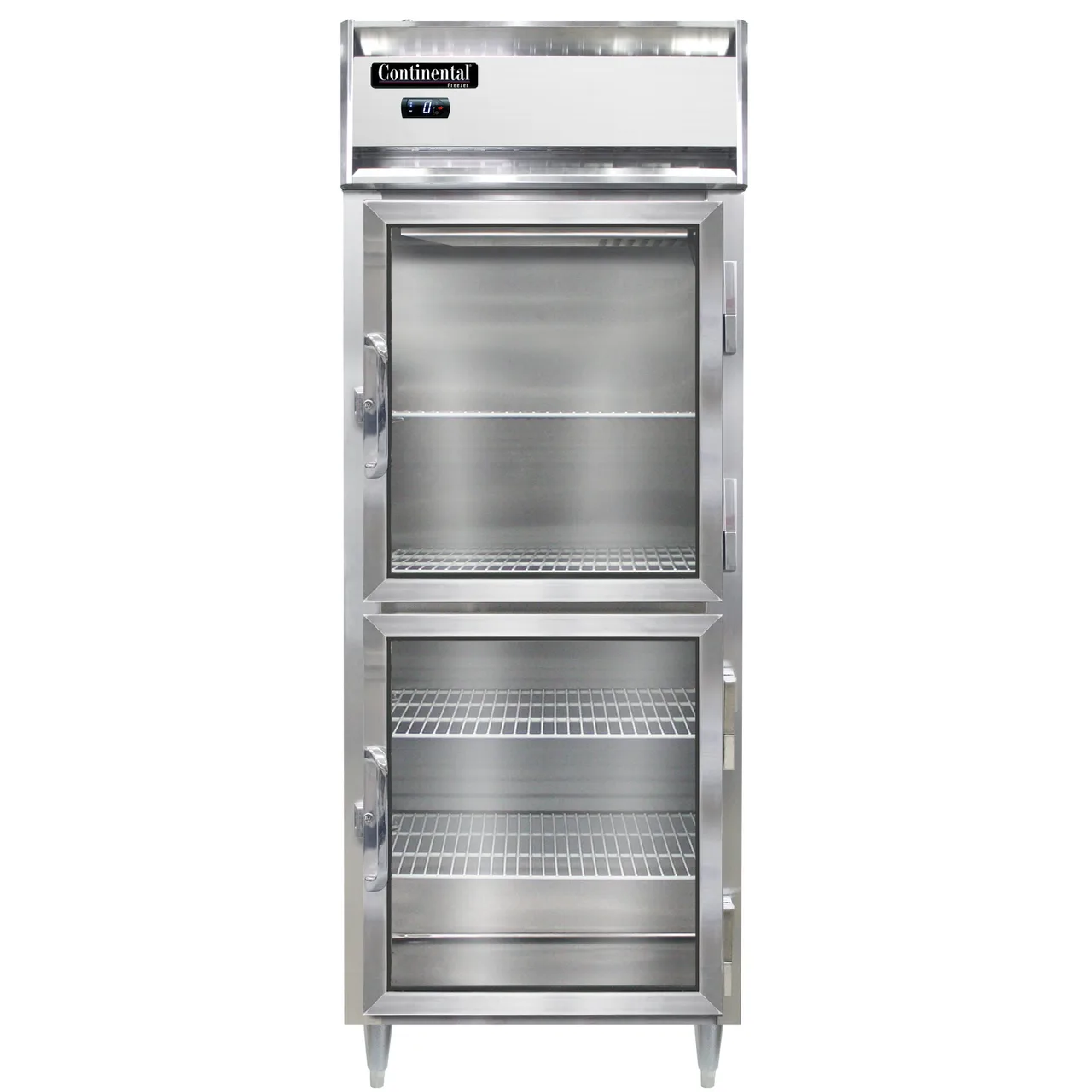 Continental Refrigerator D1FENGDHD 28" 1-Section Reach-In Freezer, 2 Half Glass Doors, Top Mounted, 22 cu. ft., Stainless Steel Front
