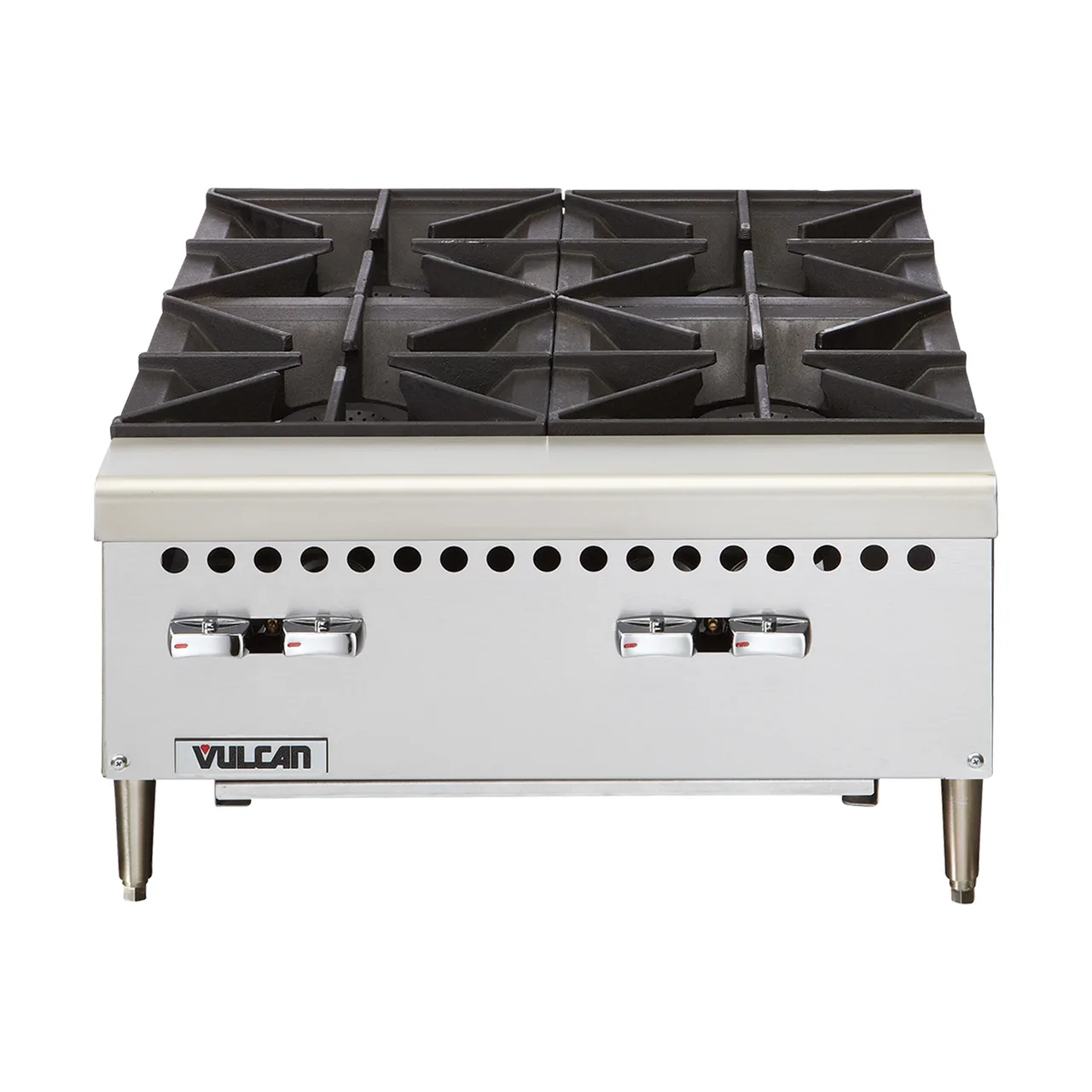 Vulcan VCRH36-QS-PLATINUM 36" Countertop Gas Hotplate, (6) 25,000 Btu Cast Iron Open Burners With Lift-Off Burner