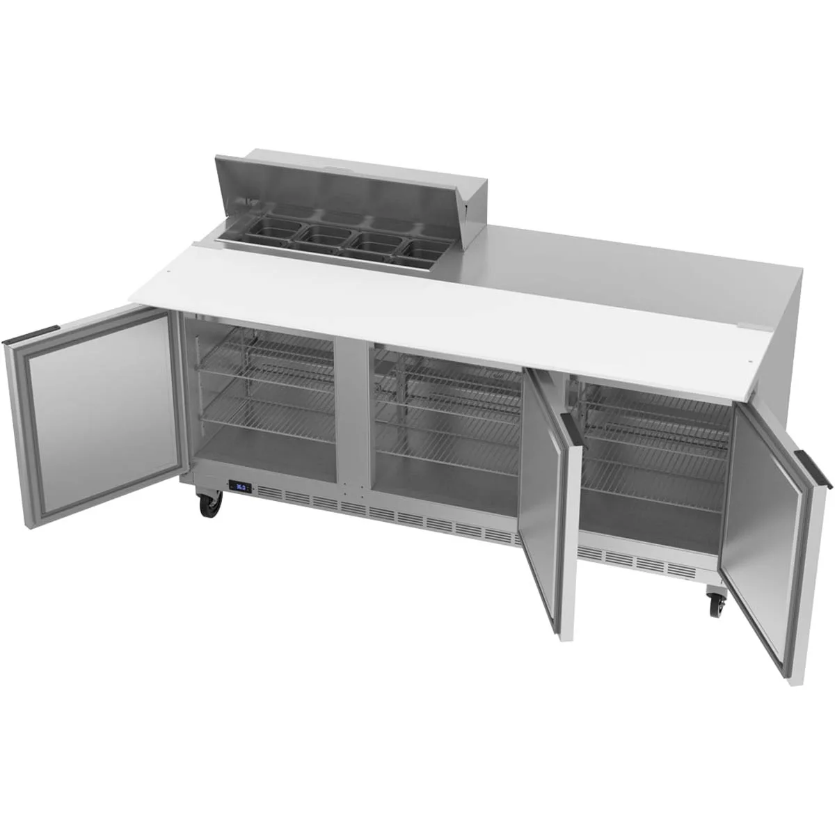 Beverage Air SPE72HC-08C 72" Three Section Sandwich/Salad Prep Table w/ 3 Doors, 8 pans, 20 cu. ft.