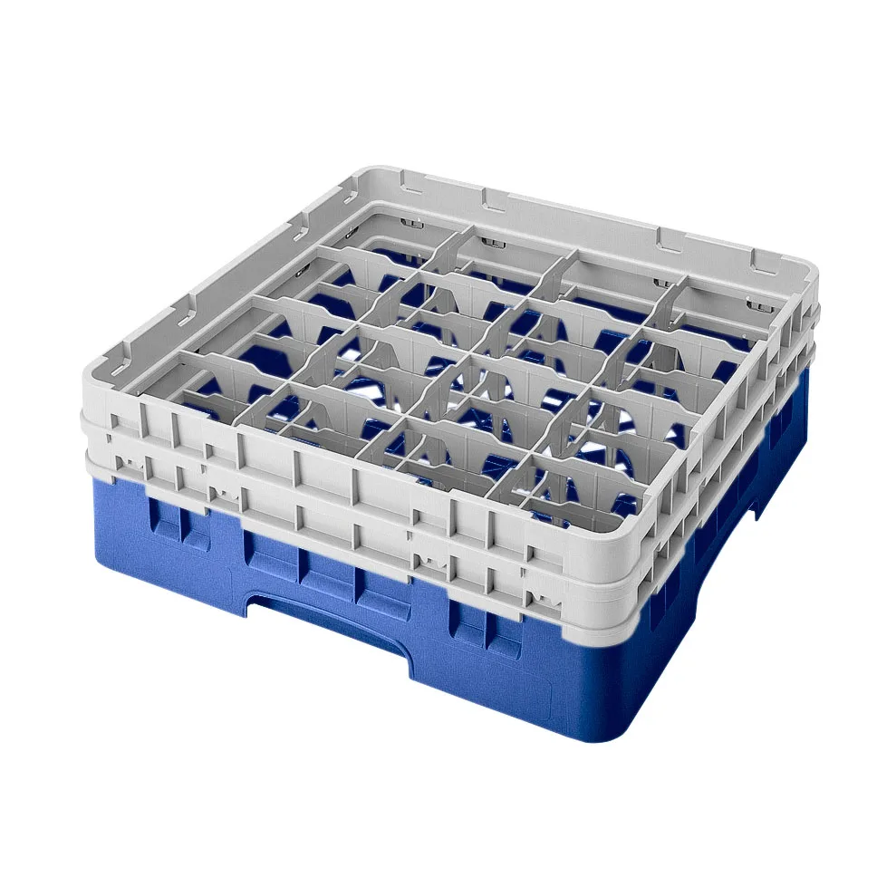 Cambro 16S434168 Camrack Glass Rack, Blue, Full Size, 19-3/4 x 19-3/4, 16 Compartments, 4-3/8 Max Dia, HACCP