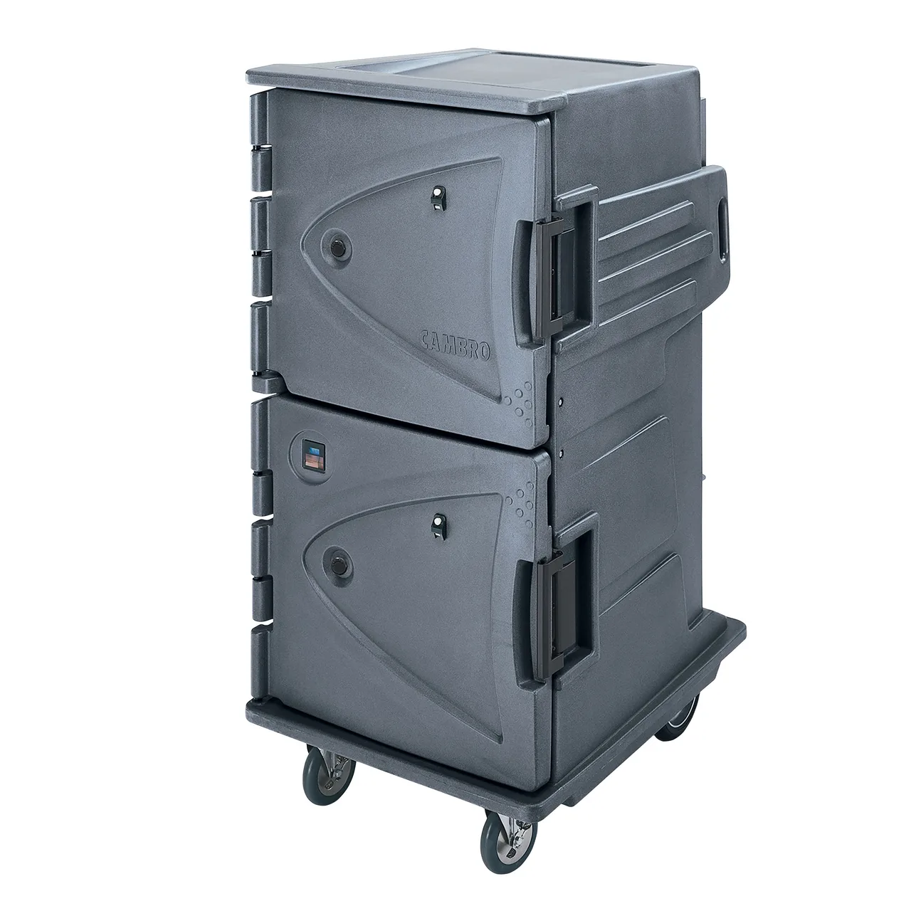 Cambro CMBH1826TBC191 Camtherm Hot Cart, 30.5"W x 39"D x 64.4"H, 2-Door, Solid Doors, Heated Holding Cabinet, 110V, 12×18"x26" & 24×12"x20" Pans
