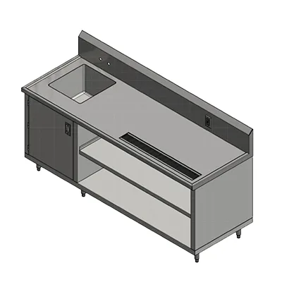 John Boos 4CB4R10-3048-L Beverage Table, Cabinet Base with Open Front
