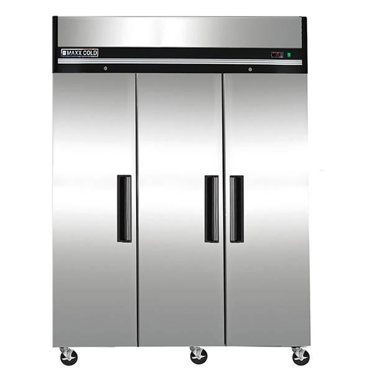 Maxx Cold MXCR-72FDHC 81" 3-Section Reach-In Refrigerator w/ 3 Solid Doors, Top Mount, Aluminum Interior, 72 cu. ft