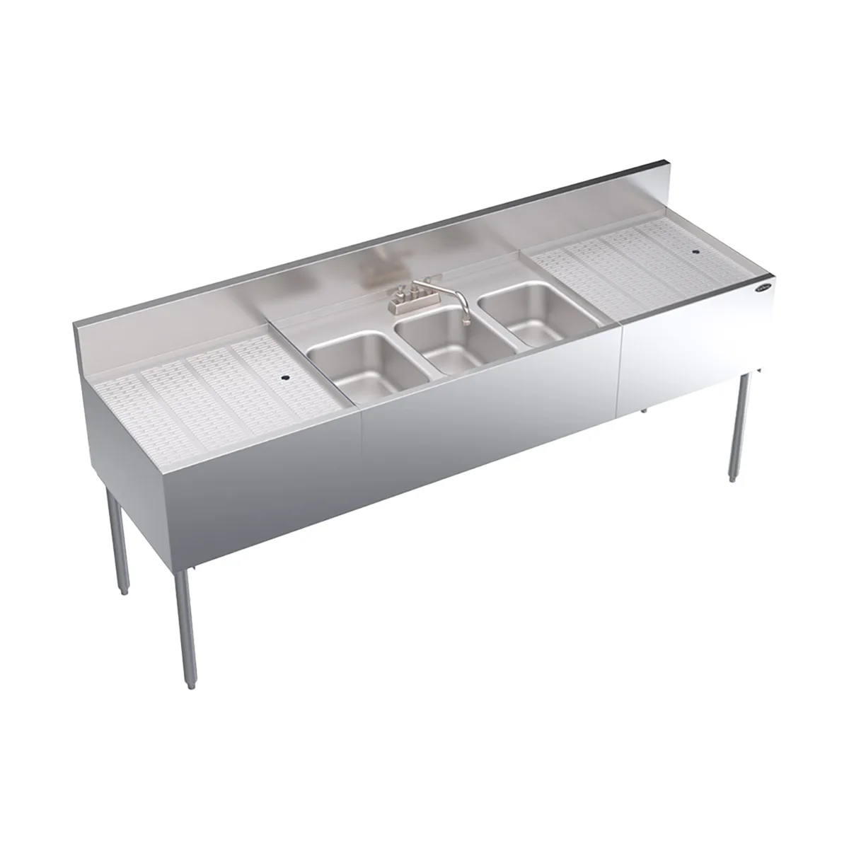 Krowne KR24-73C 84" Underbar Sink Units, 3 Compartment with 2 Drainboards