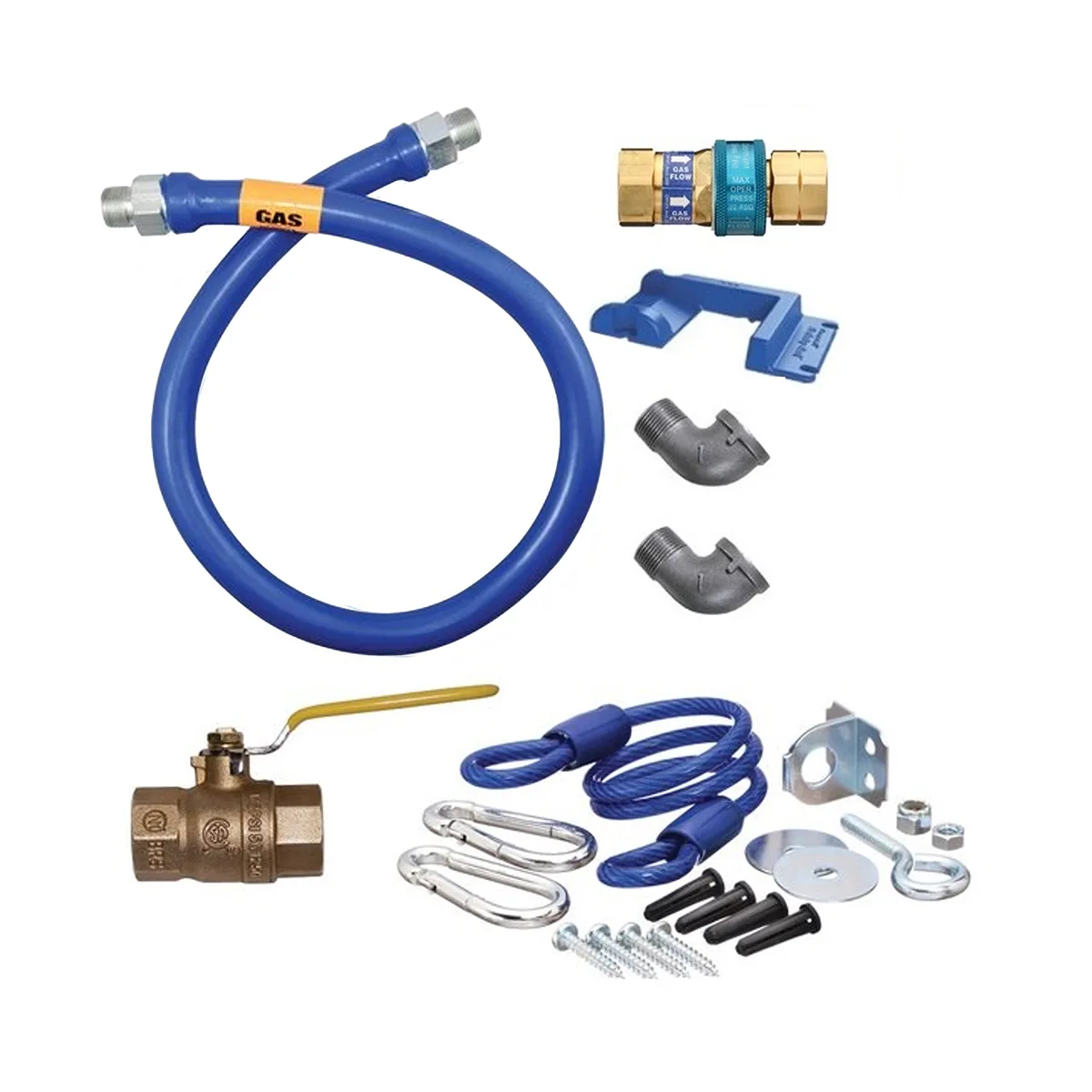 Dormont 16100KIT60PS Deluxe SnapFast 60" Gas Connector Kit w/ Two Elbows, Safety Set, 1" Dia.