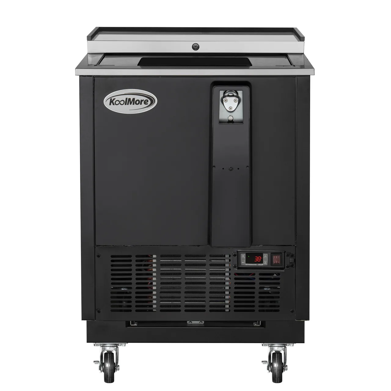 Koolmore KM-BOC25-BK Bottle Cooler, 25", 5 Cu Ft, Black, 115V, 33-40°F, 4 Casters, Defrost