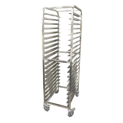 Omcan USA 23857 Stainless Mobile Full Size End Load Pan Rack w/ (20) 18" x 26" Pan Capacity, Curved Top