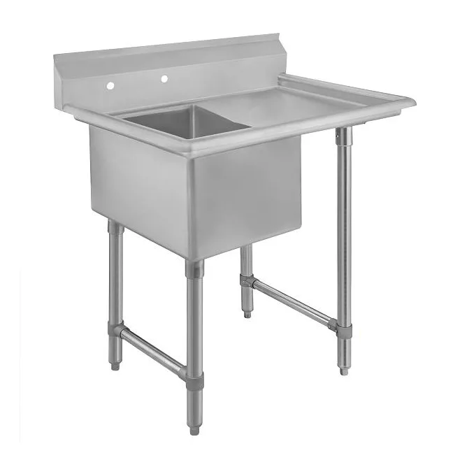 Klinger's Trading ECS11824DR24 44" One Compartment Sink, 18"W x 24"L Bowl With Right-Hand Drainboards