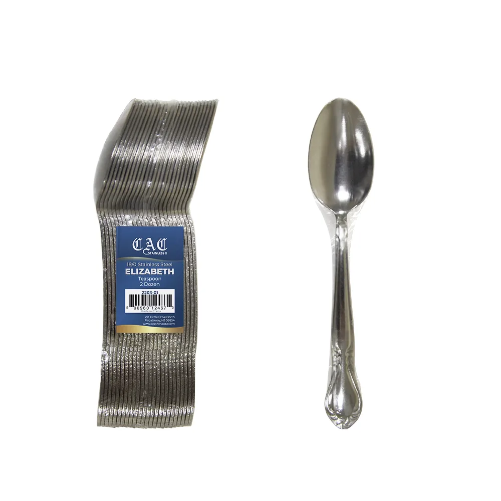 CAC China 2203-01 - Teaspoon, 6 3/8" Length, 18/0 Stainless Steel Frost Finish, Heavy - 1/Pack