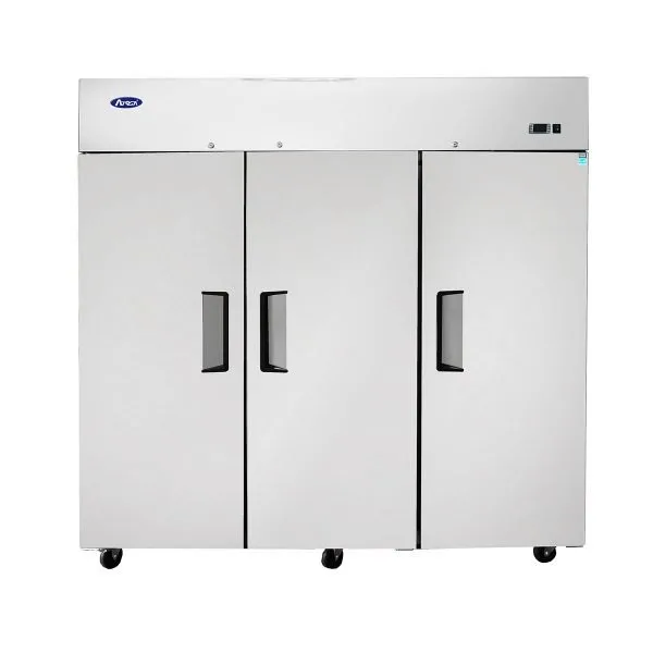 Atosa USA MBF8003GR 77-4/5" 3-Solid Door Reach-In Freezer, Top Mounted, 64.9 cu. ft., Stainless Steel