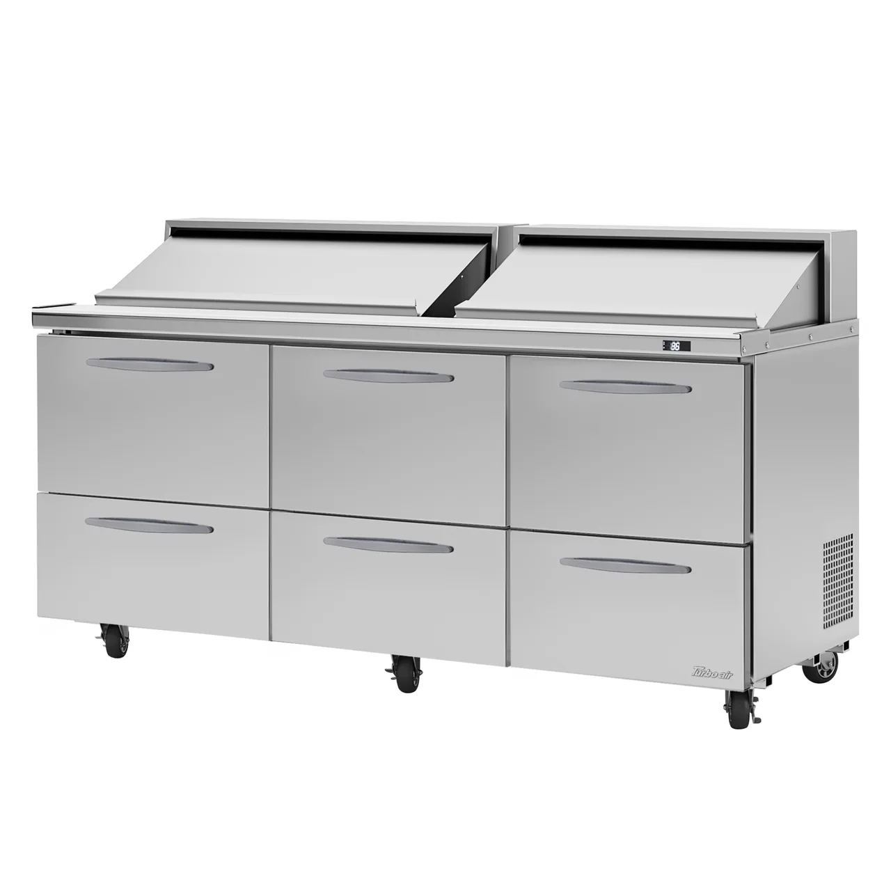 Turbo Air PST-72-D6-N 72" Three Section Sandwich / Salad Prep Table w/ 6 Drawers, 18 Pans