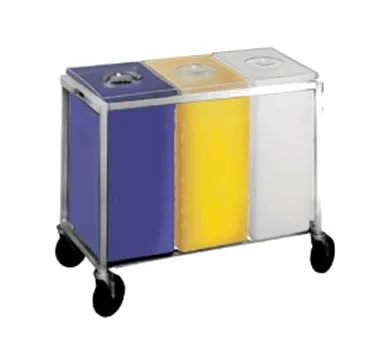 Winholt 148PIB Mobile Bin – 3 Poly Bins (White/Yellow/Blue), 225 lb, Frame, 5" Casters