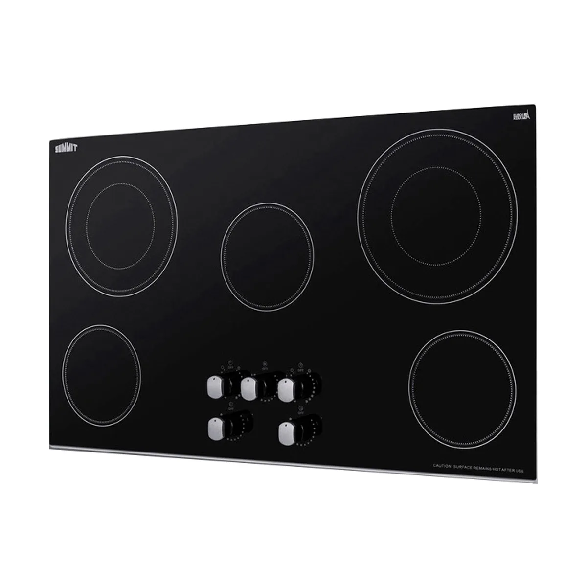 Summit CR5B36MB 35" Electric Radiant Cooktop w/ (5) Burners, Black Ceramic Glass, Manual Controls, 7.7 kW, 240v