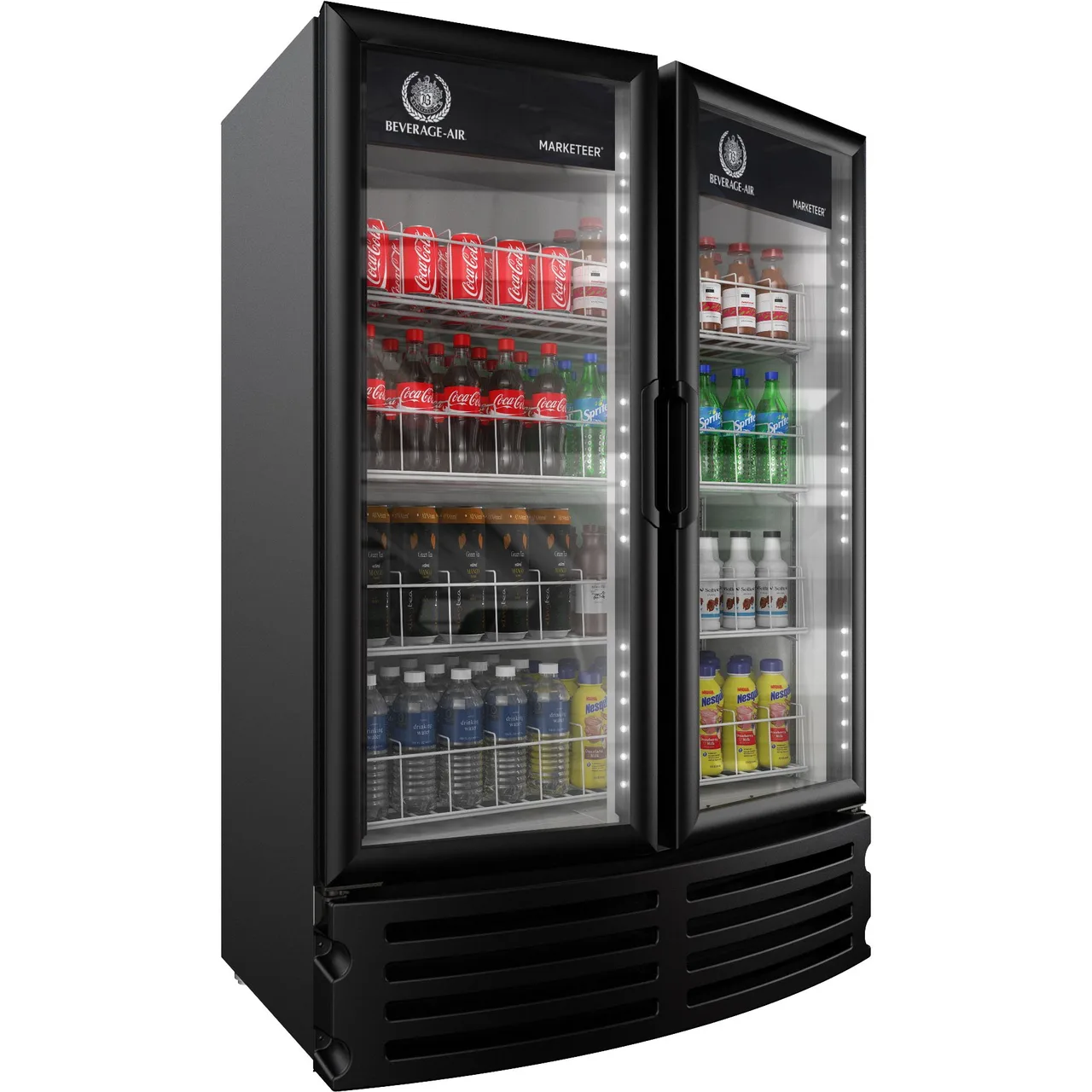 Beverage Air MT21-1B 39" 2-Section Marketeer Glass Door Merchandiser in Black, 16.77 cu. ft.