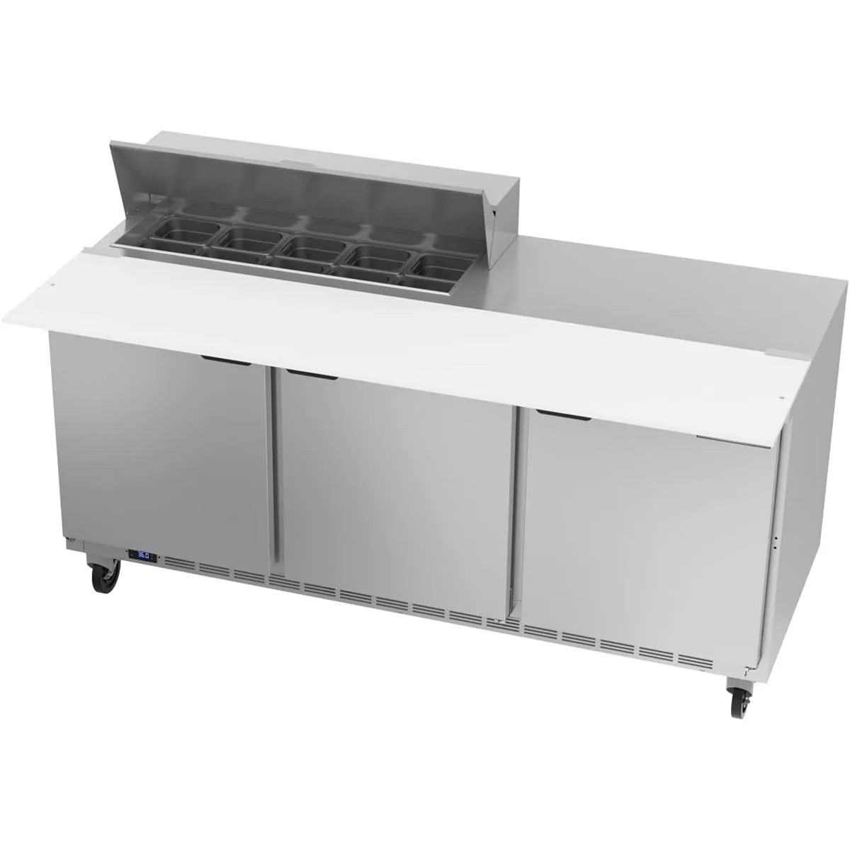 Beverage Air SPE72HC-10C 72" Three Section Sandwich/Salad Prep Table w/ 3 Doors, 10 pans, 20 cu. ft.