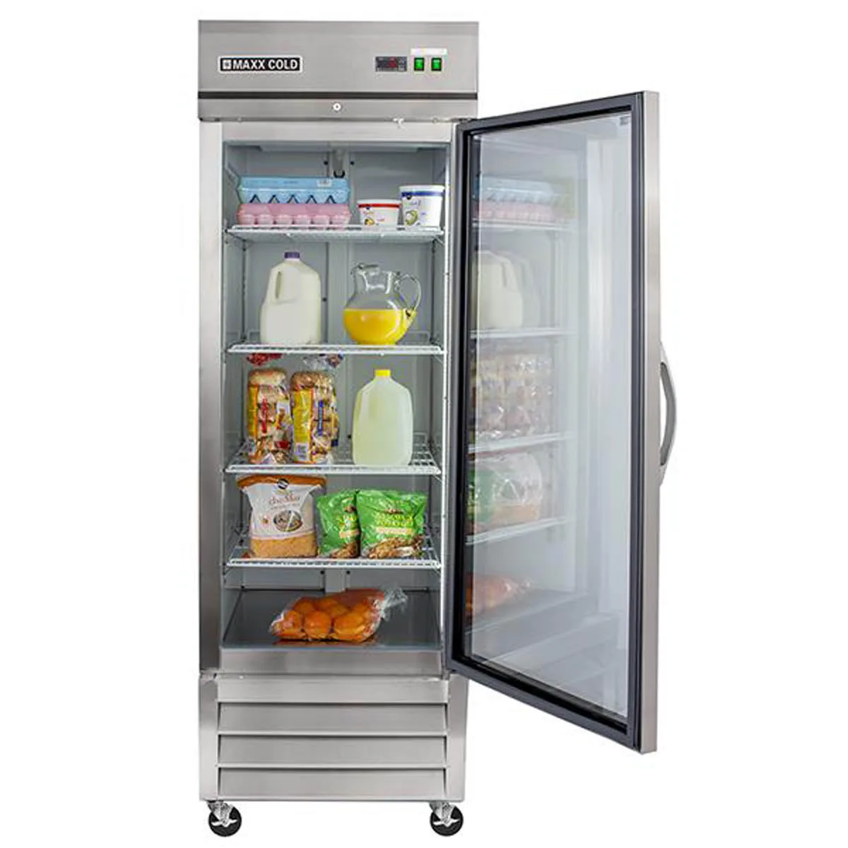 Maxx Cold MXCR-23GDHC 29" 1-Section Reach-In Refrigerator w/ Glass Door, Bottom Mounted, Stainless Steel, 23 cu. ft.