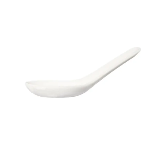 CAC China SHER-41 - Chinese Soup Spoon, 5" x 1-3/4" x 1/2", Porcelain White, Dishwasher Safe - 1 Dozen