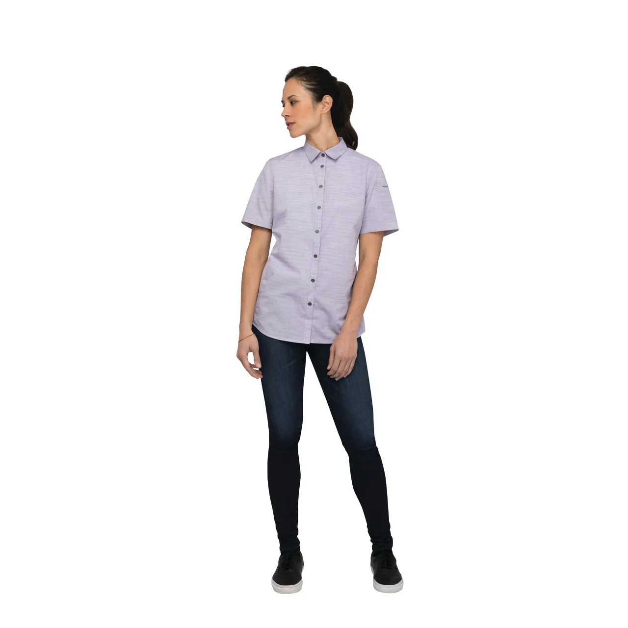 Chef Works SHC01W-PUR-XS Havana Cook Shirt, Short Sleeves, Purple, XSmall, 65/35 Poly/Cotton