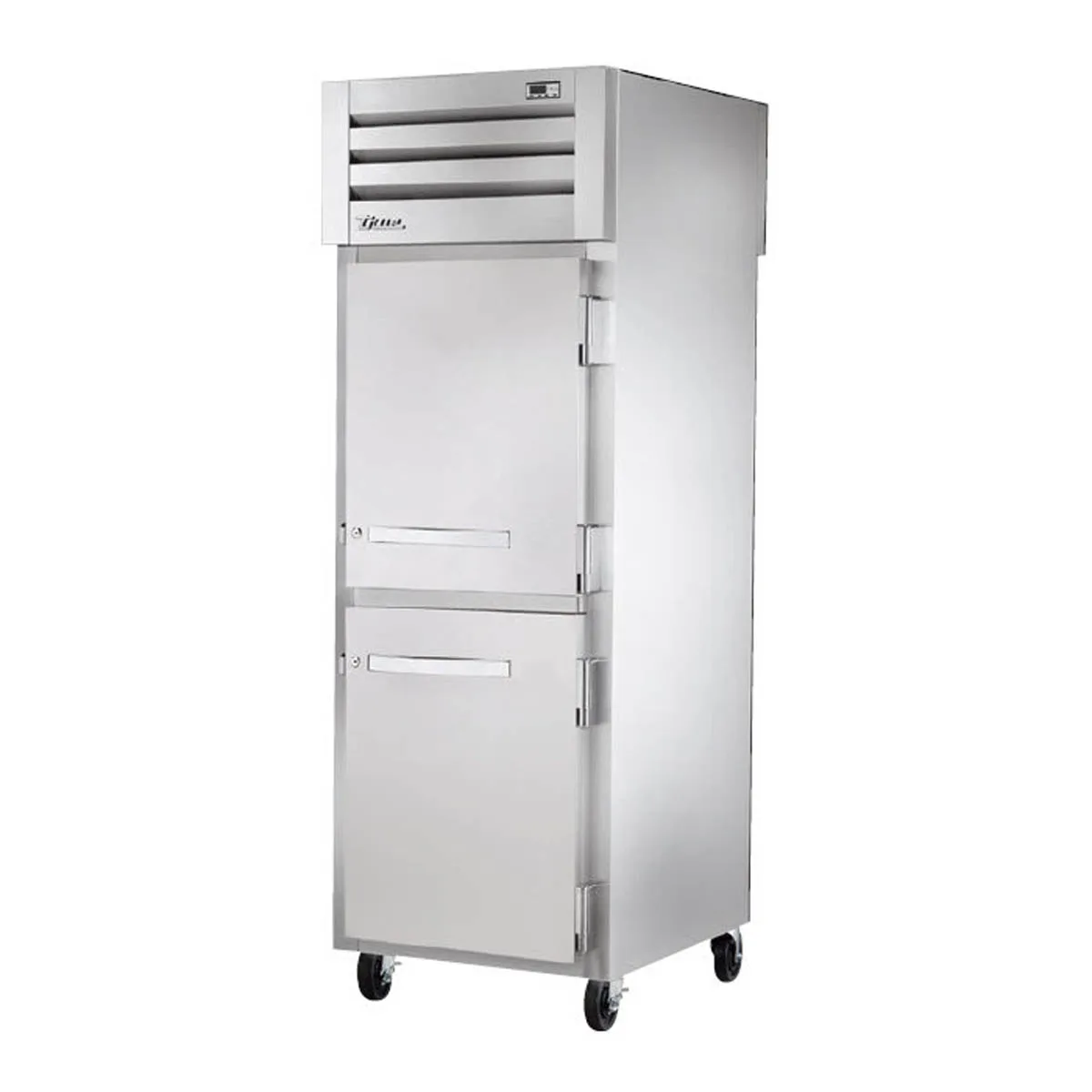 True STA1RPT-2HS-1G-HC 28" 1-Section Pass-Thru Refrigerator w/ Front 2 Solid Half & Rear Glass Full Door, Aluminum Interior-Stainless Floor
